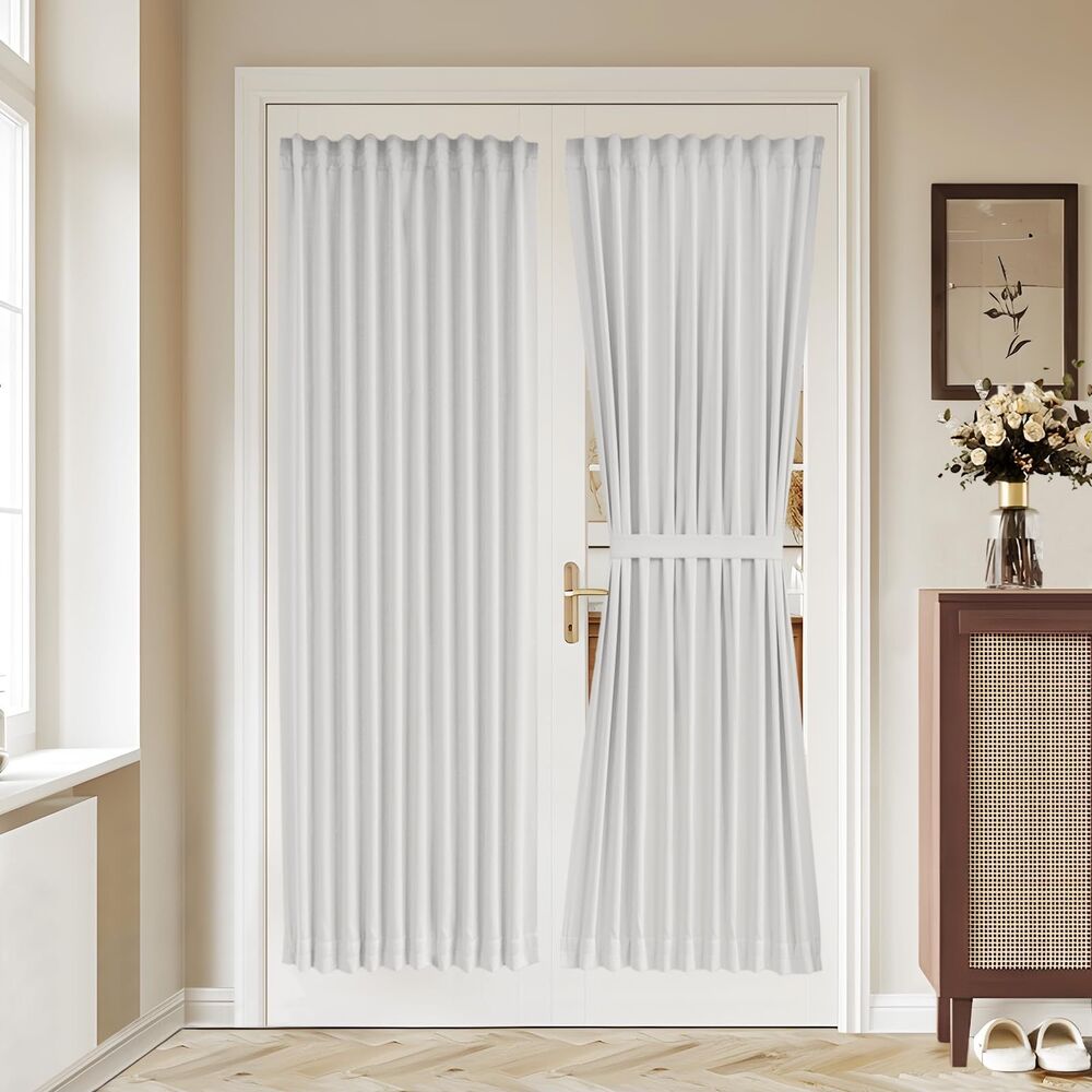Single W36 x L72, 50% Sunlight Blocking French Door Curtain (Greyish White)